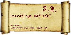 Petrányi Máté névjegykártya